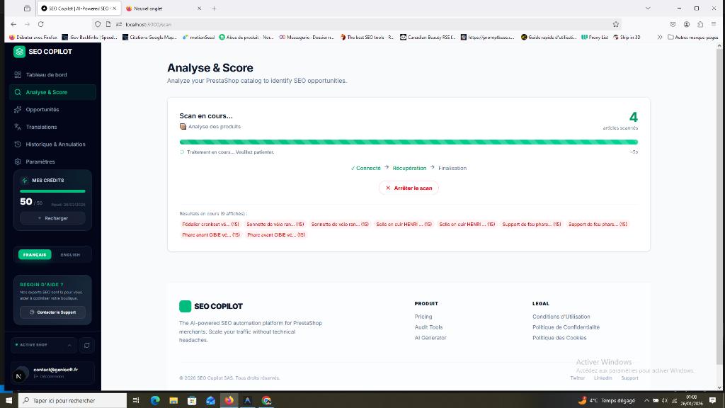 Scan en cours de progression